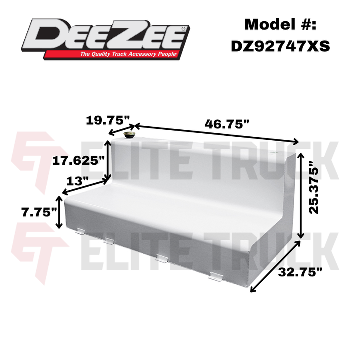 Dee Zee White Steel 92-Gal L-Shaped Auxiliary Tank Model DZ92747XS