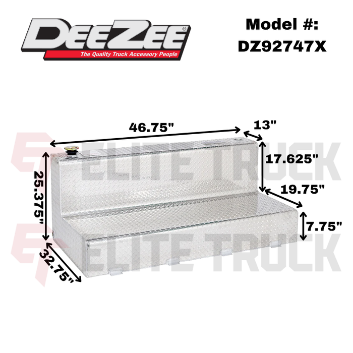 Dee Zee 92-Gal Brite-Tread Aluminum L-Shaped Auxiliary Tank Model DZ92747X