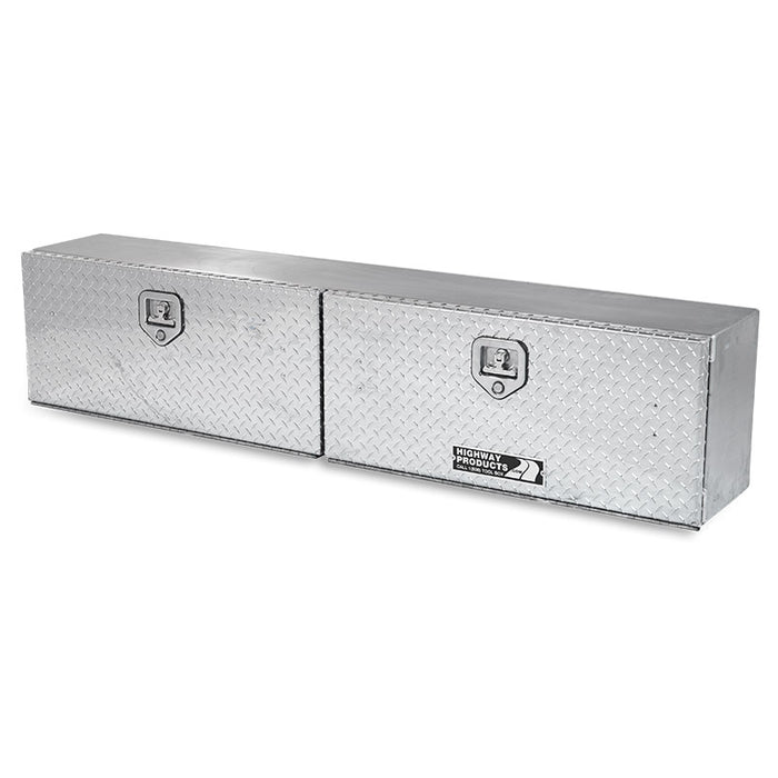 Highway Products 90" X 16" X 13" Double Door Top Mount Tool Box With Diamond Plate Door Smooth Aluminum Model 3813-015