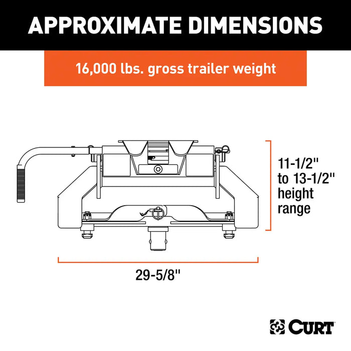 CURT E16 5th Wheel Hitch, 16,000 lbs, Select Nissan Titan XD, 8-Foot Bed Puck System Model 16071