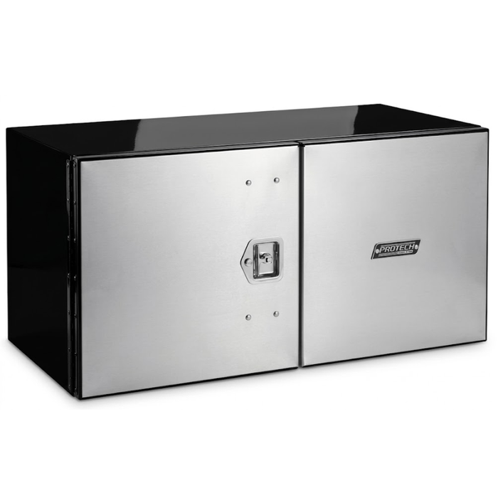 ProTech Underbody/Top Mount Box 18X18X48 Stainless Steel w/ Double Barn Door Style L/H Gloss Black Model 22-2238SSL-GB