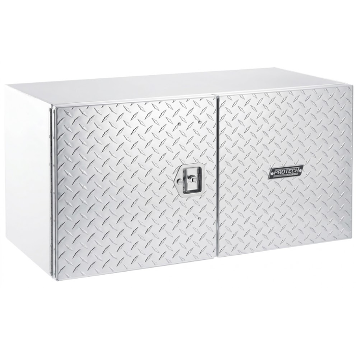ProTech Underbody/Top Mount Box 18X18X72 Diamond Plate L/H Double Barn Door Style Bright Aluminum Model 20-2675DL