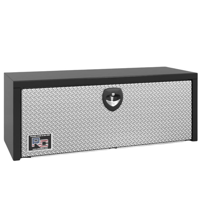 RC Industries Underbody Box E-Series 48x18x18 .125 Smooth Aluminum With Diamond Bright Aluminum Door Gloss Black Model EX481818M.UG