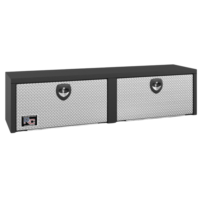 RC Industries Underbody Box E-Series 96x24x24 .125 Smooth Aluminum With Diamond Bright Aluminum Door Textured Black Model EX962424M.UB