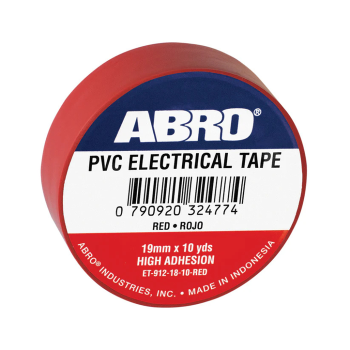 ABRO Electrical Tape 1/213 In X 23/32 In X 10 yds RED- QTY of 10 Model ET-912-18-10-RED