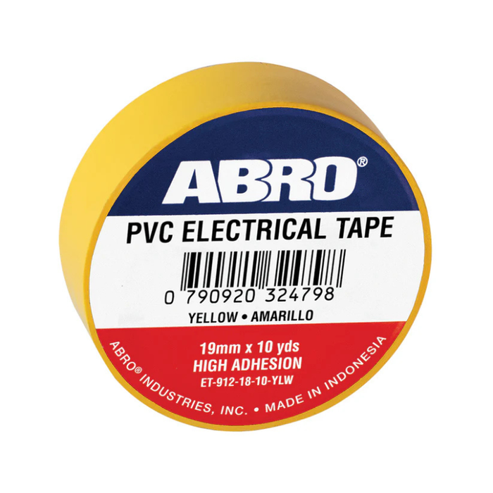 ABRO Electrical Tape 1/213 In X 23/32 In X 10 yds YELLOW- QTY of 10 Model ET-912-18-10-YLW