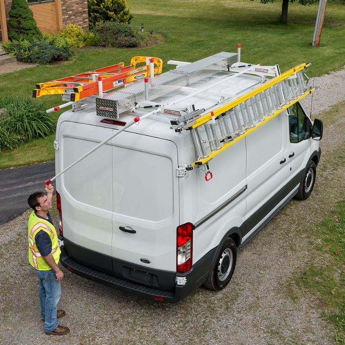 Weather Guard EZGLIDE2™ Drop-Down Ladder Van Rack Extended Mid/High Ro ...
