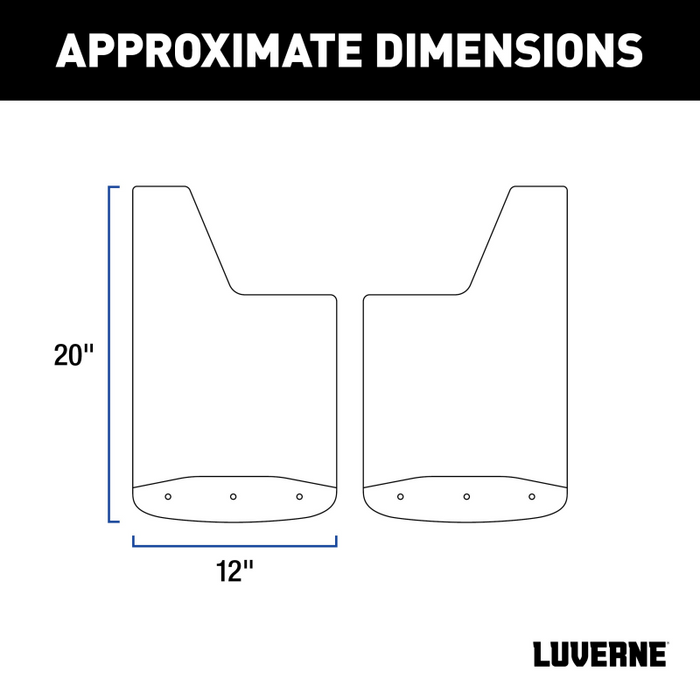 Luverne Rear 12" x 20" Rubber Mud Guards, Select Dodge, Ram 1500, 2500 (2 Flaps) Model 250931