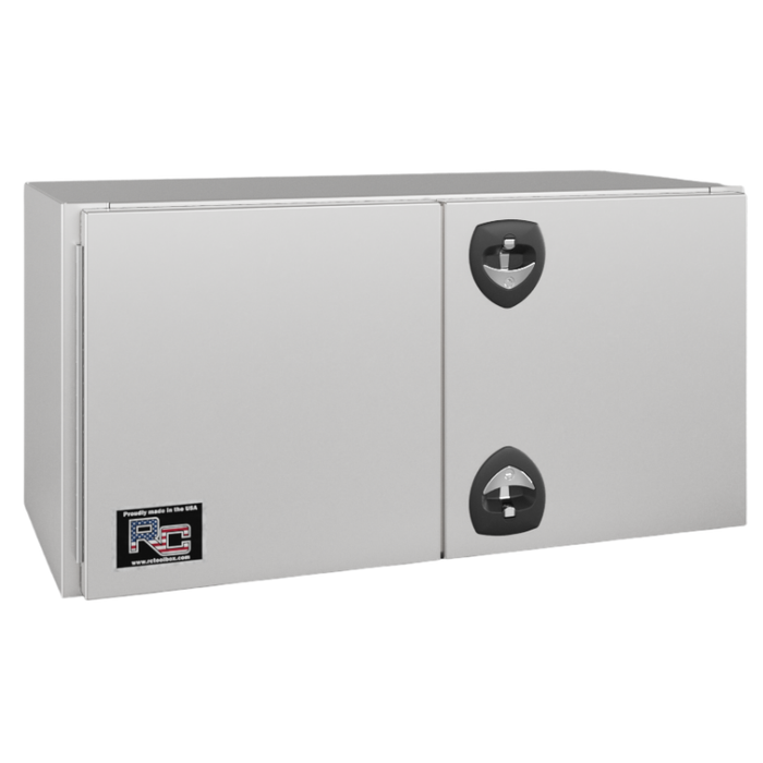 RC Industries Underbody Box F-Series 36x24x24 .125 Diamond Bright Aluminum Barn Door Dual Handle Gloss White Curbside Model FU362424.UCD