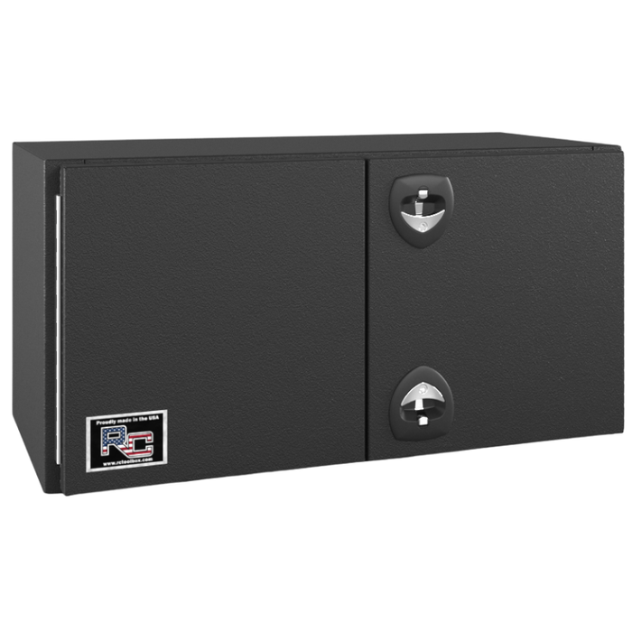 RC Industries Underbody Box F-Series 48x18x18 .125 Diamond Bright Aluminum Barn Door Dual Handle Textured Black Curbside Model FU481818.UCB