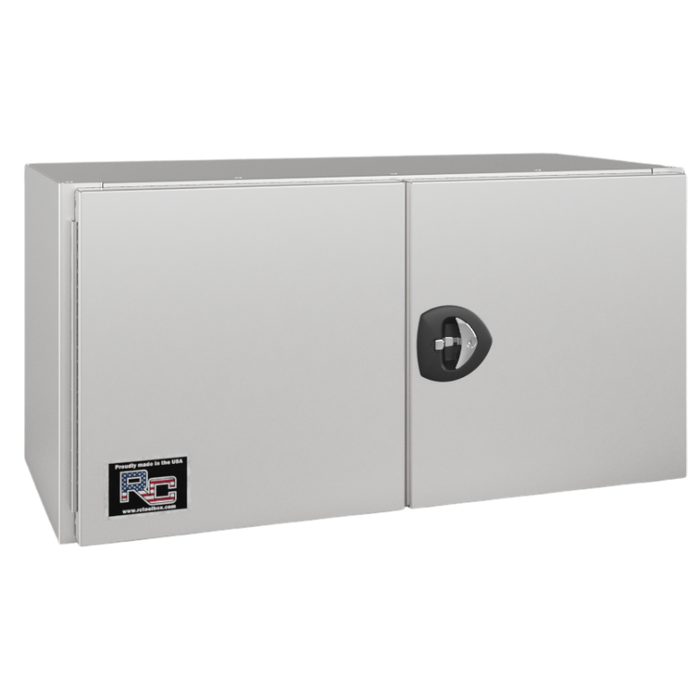 RC Industries Underbody Box F-Series 48x18x18 .125 Diamond Bright Aluminum Barn Door Single Handle Gloss White Curbside Model CU481818.UCD