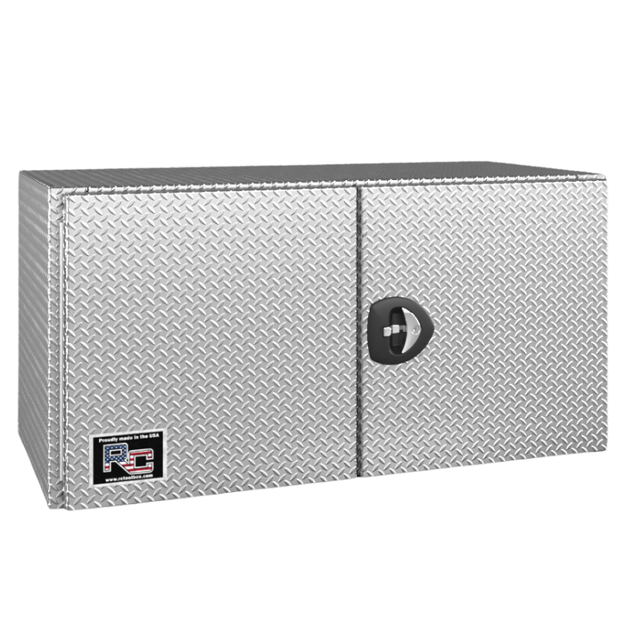 RC Industries Underbody Box F-Series 60x18x18 .125 Diamond Bright Aluminum Barn Door Single Handle No Powder Coat Curbside Model CU601818.UC