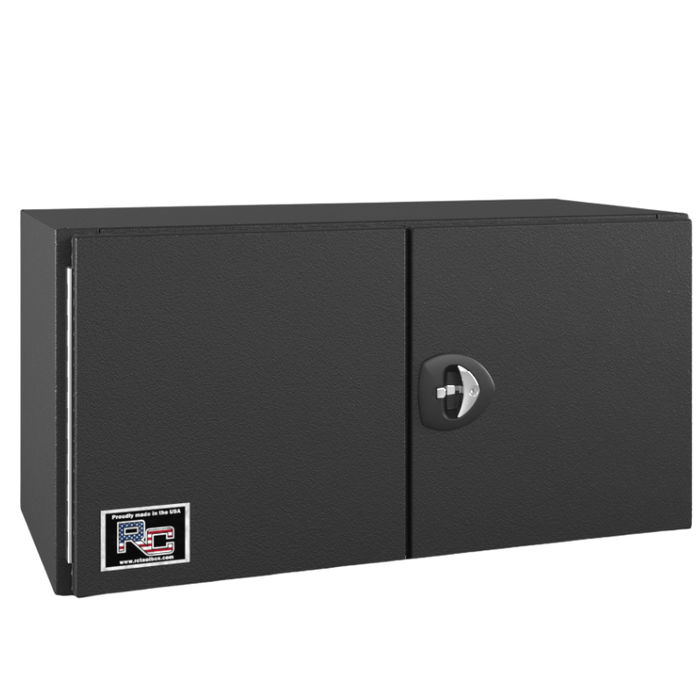 RC Industries Underbody Box F-Series 60x24x24 .125 Diamond Bright Aluminum Barn Door Single Handle Textured Black Curbside Model CU602424.UCB