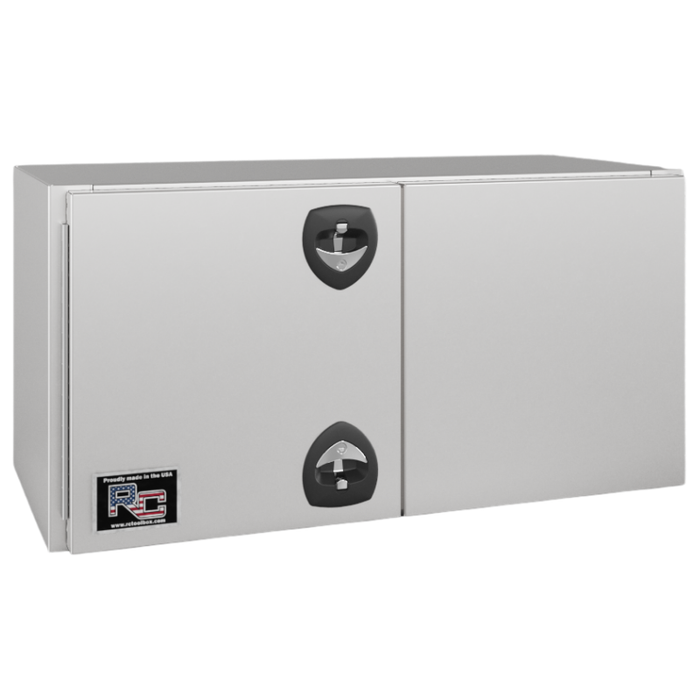 RC Industries Underbody Box F-Series 48x24x24 .125 Diamond Bright Aluminum Barn Door Dual Handle Gloss White Roadside Model FU482424.UD