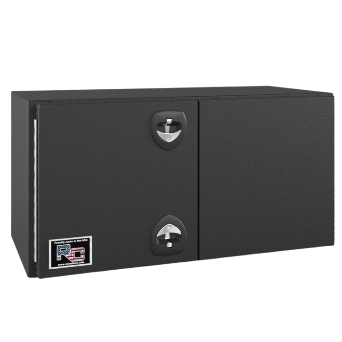 RC Industries Underbody Box F-Series 36x24x24 .125 Diamond Bright Aluminum Barn Door Dual Handle Textured Black Roadside Model FU362424.UB