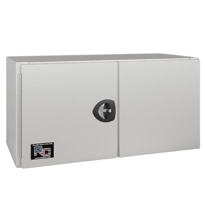 RC Industries Underbody Box F-Series 48x24x24 .125 Diamond Bright Aluminum Barn Door Single Handle Gloss White Roadside Model CU482424.UD
