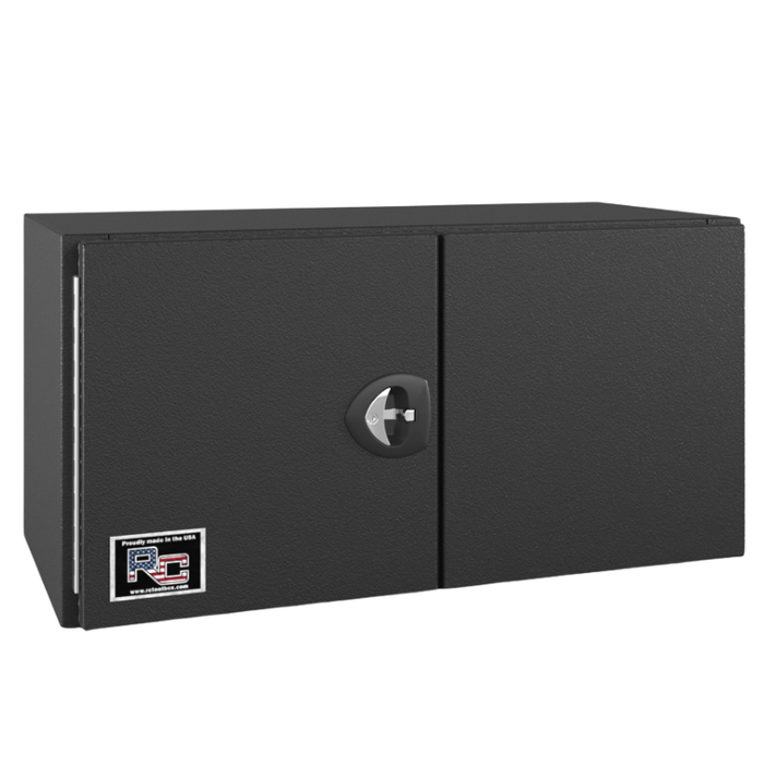 RC Industries Underbody Box F-Series 60x24x24 .125 Diamond Bright Aluminum Barn Door Single Handle Textured Black Roadside Model CU602424.UB