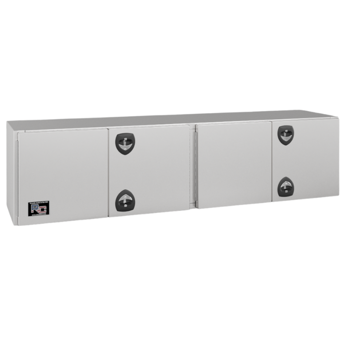 RC Industries Underbody Box F-Series 72x24x24 .125 Diamond Bright Aluminum Barn Door Dual Handle Gloss White Curbside Model FU722424.UCD