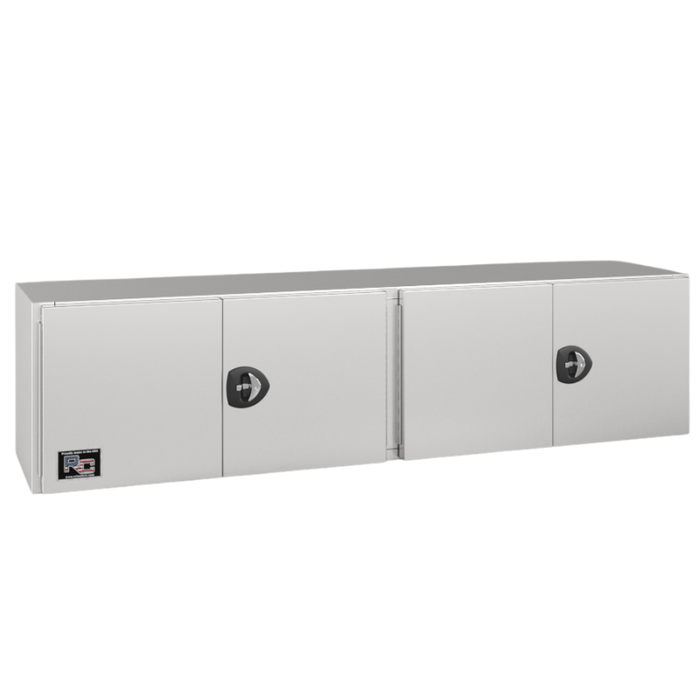 RC Industries Underbody Box F-Series 72x24x24 .125 Diamond Bright Aluminum Barn Door Single Handle Gloss White Curbside Model CU722424.UCG