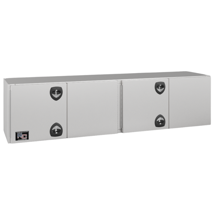 RC Industries Underbody Box F-Series 72x24x24 .125 Diamond Bright Aluminum Barn Door Dual Handle Gloss White Roadside Model FU722424.UD