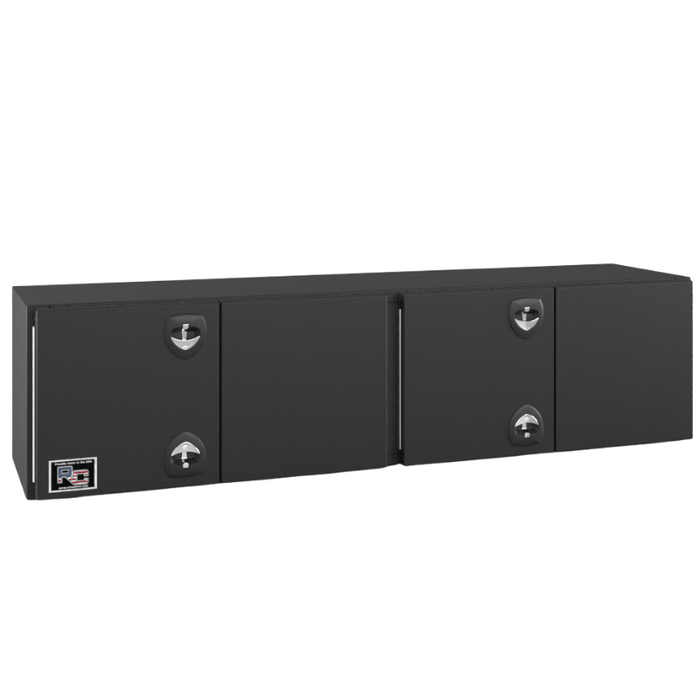 RC Industries Underbody Box F-Series 72x24x24 .125 Diamond Bright Aluminum Barn Door Dual Handle Textured Black Roadside Model FU722424.UB