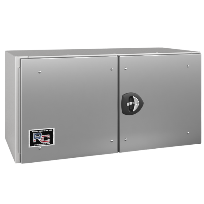 RC Industries Underbody Box F-Series 60x24x24 .125 Smooth Aluminum With Stainless Steel Barn Door Single Handle Gloss White Curbside Model CX602424.KCD