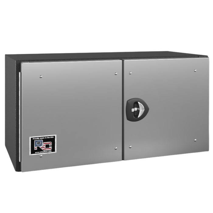RC Industries Underbody Box F-Series 36x18x18 .125 Smooth Aluminum With Stainless Steel Barn Door Single Handle Textured Black Curbside Model CX361818.KCB