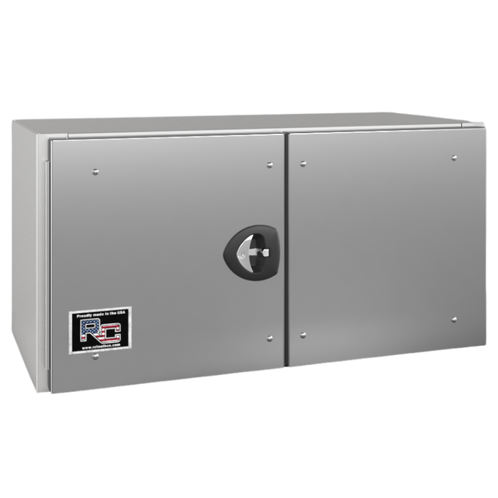 RC Industries Underbody Box F-Series 36x24x24 .125 Smooth Aluminum With Stainless Steel Barn Door Single Handle Gloss White Roadside Model CX362424.KD