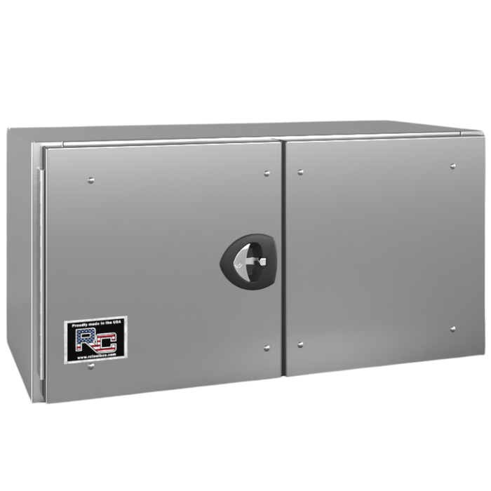 RC Industries Underbody Box F-Series 36x24x24 .125 Smooth Aluminum With Stainless Steel Barn Door Single Handle No Powder Coat Roadside Model CX362424.K