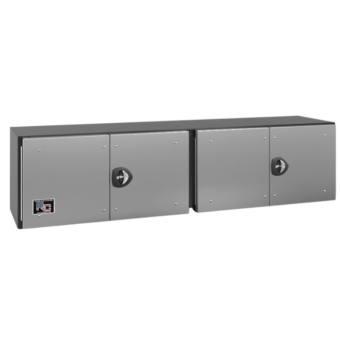 RC Industries Underbody Box F-Series 72x24x24 .125 Smooth Aluminum With Stainless Steel Barn Door Gloss Black Curbside Model FX722424.KCG