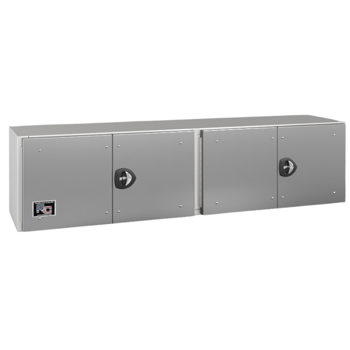 RC Industries Underbody Box F-Series 72x24x24 .125 Smooth Aluminum With Stainless Steel Barn Door Single Handle Gloss White Curbside Model CX722424.KCD