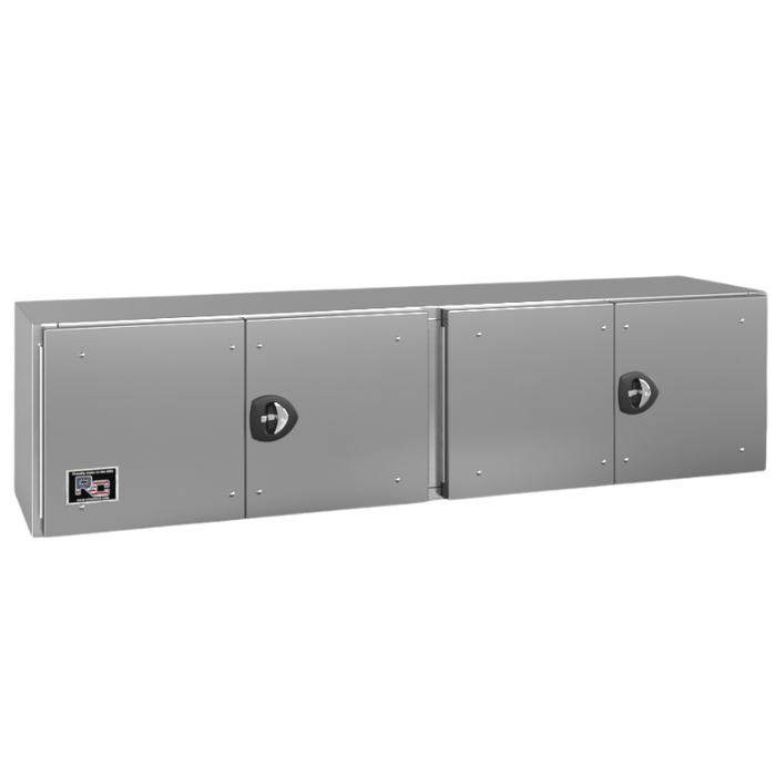 RC Industries Underbody Box F-Series 72x24x24 .125 Smooth Aluminum With Stainless Steel Barn Door Single Handle No Powder Coat Curbside Model CX722424.KC