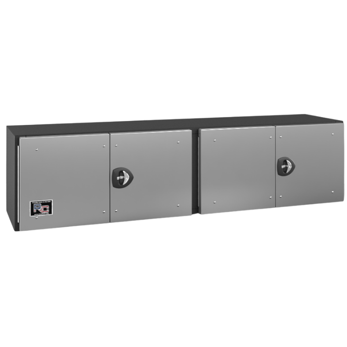 RC Industries Underbody Box F-Series 72x24x24 .125 Smooth Aluminum With Stainless Steel Barn Door Textured Black Curbside Model FX722424.KCB