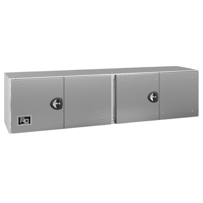 RC Industries Underbody Box F-Series 72x24x24 .125 Smooth Aluminum With Stainless Steel Barn Door Gloss White Roadside Model FX722424.KD