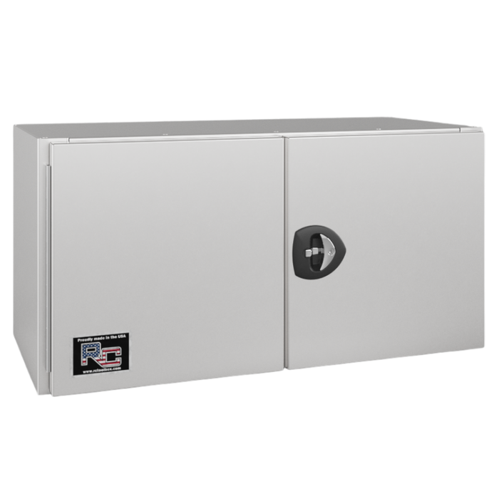 RC Industries Underbody Box F-Series 36x24x24 .125 Smooth Aluminum Mill Finish With Barn Door Single Handle Gloss White Curbside Model CX362424.XCD