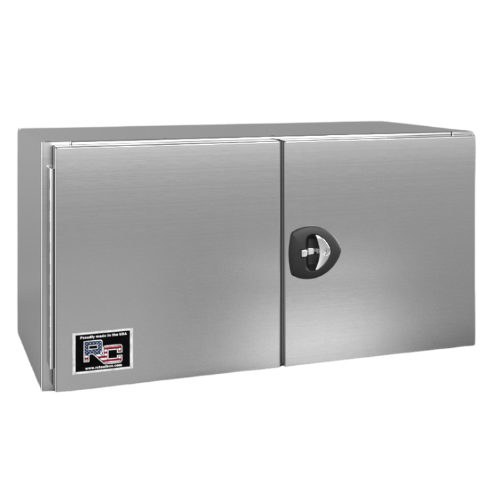 RC Industries Underbody Box F-Series 60x18x18 .125 Smooth Aluminum Mill Finish With Barn Door Single Handle No Powder Coat Curbside Model CX601818.XC
