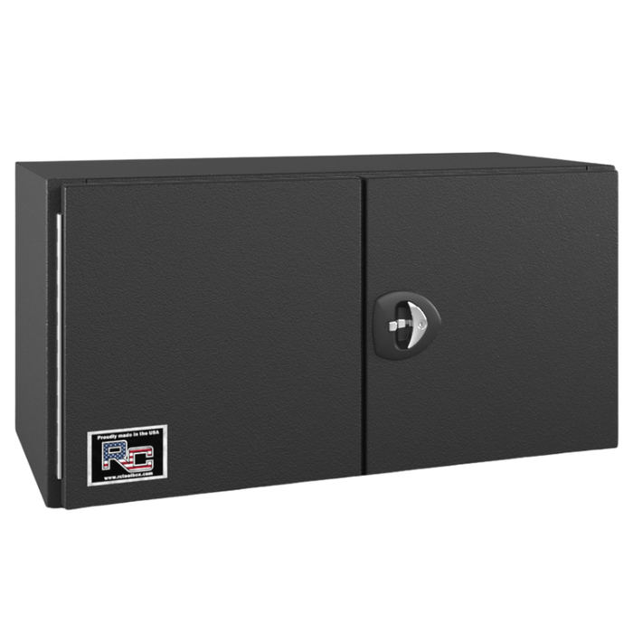 RC Industries Underbody Box F-Series 48x18x18 .125 Smooth Aluminum Mill Finish With Barn Door Single Handle Textured Black Curbside Model CX481818.XCB
