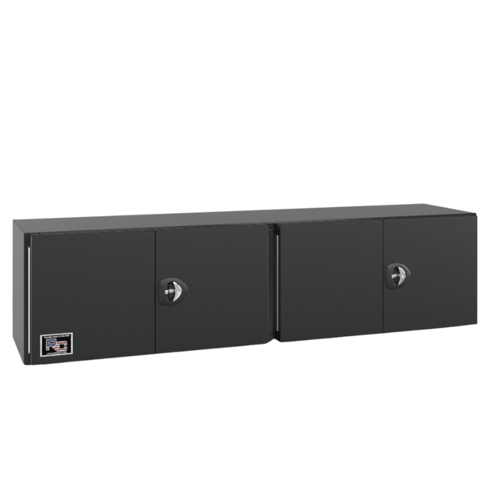 RC Industries Underbody Box F-Series 72x24x24 .125 Smooth Aluminum Mill Finish With Barn Door Single Handle Gloss Black Curbside Model CX722424.XCG