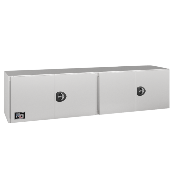 RC Industries Underbody Box F-Series 72x24x24 .125 Smooth Aluminum Mill Finish With Barn Door Single Handle Gloss White Curbside Model CX722424.XCD