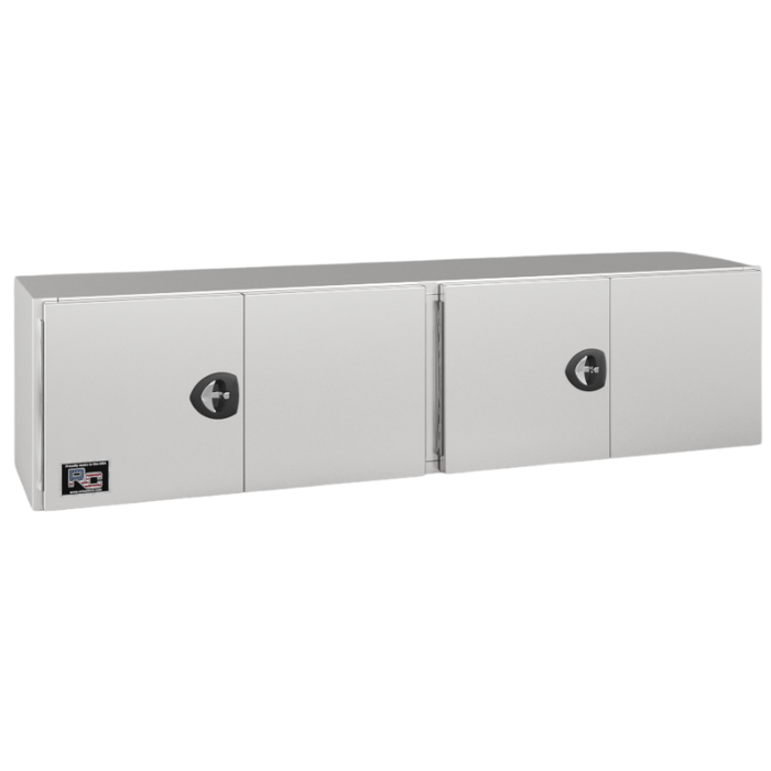 RC Industries Underbody Box F-Series 72x24x24 14 GA Steel With 14 GA Steel Barn Door Single Handle Gloss White Roadside Model CM722424.MD