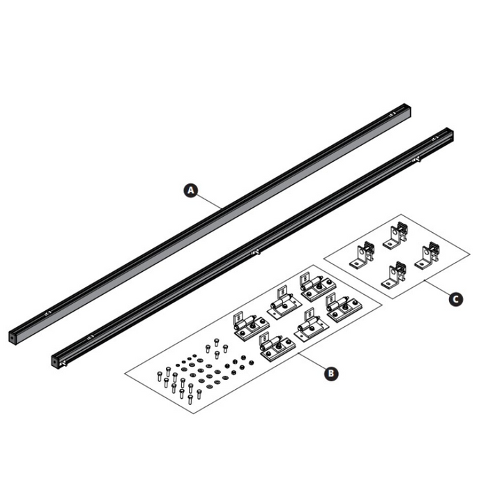 Prime Design ErgoRack For Select 2015+ Promaster City Short Wheelbase Low Roof Universal Base Mount Module (Two Crossbars) Powder Coated Black Model FBM-1013-BLK
