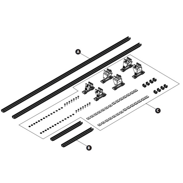 Prime Design ErgoRack 2016 Mercedes Metris Universal Base Mount Module (Three Crossbars) Powder Coated Black Model FBM-1015-BLK