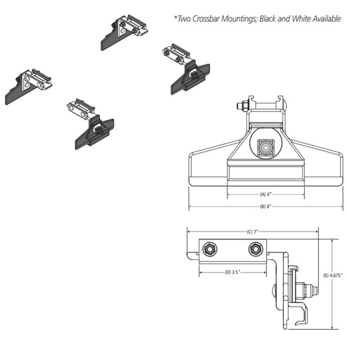 Prime Design ErgoRack For GMC/Chevrolet Roof Gutter Crossbar Mount (Two Crossbars) Black Model FBM-1016-BLK