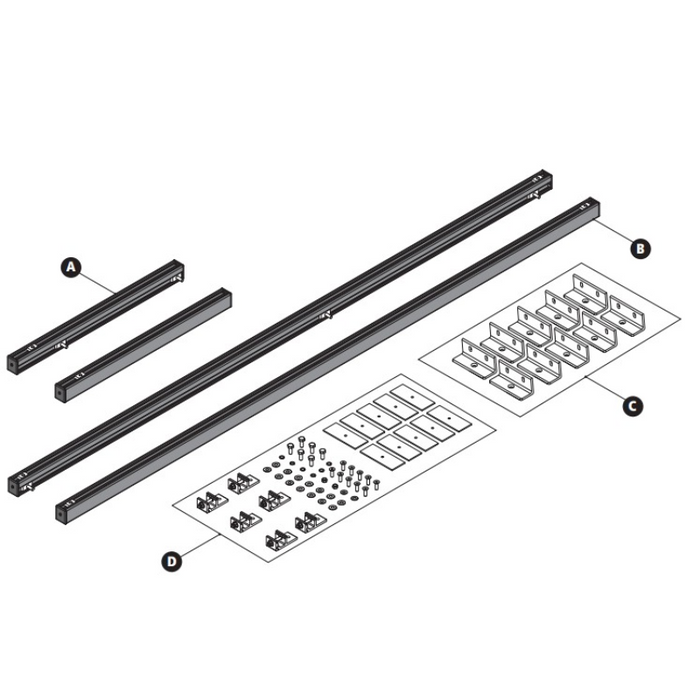 Prime Design ErgoRack For Select 2015+ Ford Transit Low/Mid/High Roof Base Mount Module (Three Crossbars) Powder Coated Black Model FBM-1017-BLK