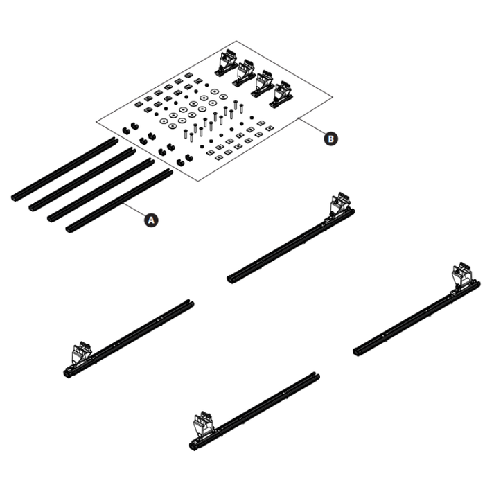 Prime Design AluRack Pickup/Topper Universal Base Mount Module (Two Crossbars) Powder Coated Black Model FBM-1026-BLK