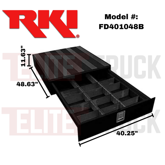 RKI Floor Drawer 40x12x48 14 Gauge Black Steel Model # FD401048B