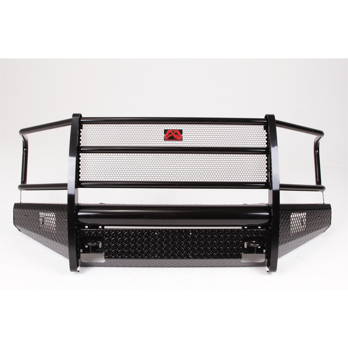 Fab Fours Black Steel Front Bumper; 2 Stage Black Powder Coated; w/Full Grille Guard And Tow Hooks; Model FF15-K3250-1