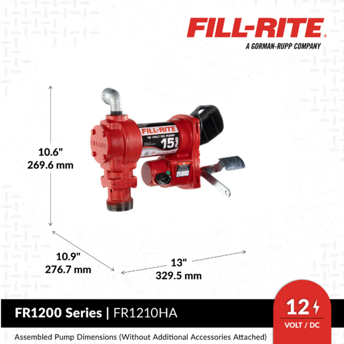 Fill-Rite 15 GPM 12V DC Transfer Tank Pump Kit Auto Nozzle Unleaded Sp ...