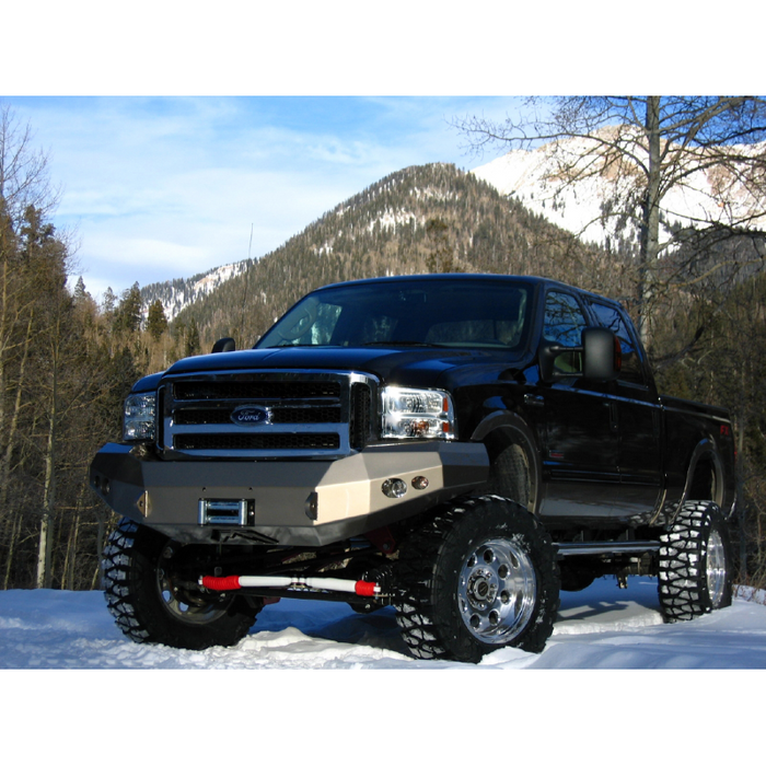 Fab Fours Premium Heavy Duty Winch Front Bumper; 2 Stage Black Powder Coated; w/o Grille Guard; Incl. 1 in. D-Ring Mounts/Light Cut-Outs w/Hella 90mm Fog Lamps And 60mm Turn Signals; Model FS05-A1251-1