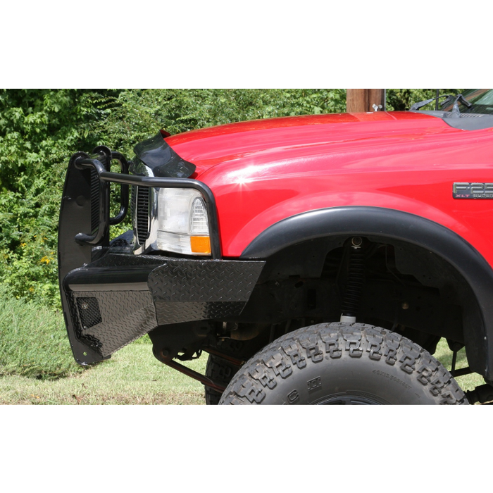Front Ranch Bumper Fab Fours Black Steel Front Ranch Bumper w/ Grille Guard Model FS99-S1 ...
